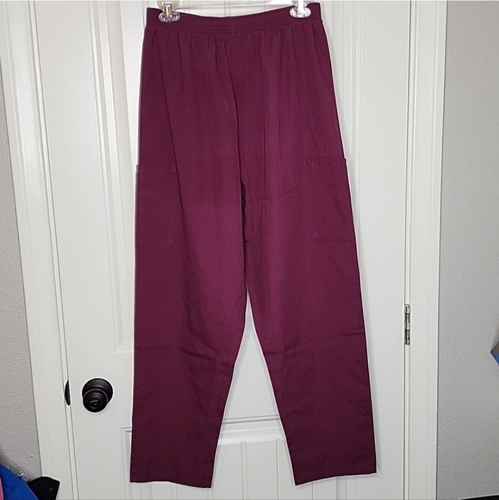 WS Fundamentals by White Swan Unisex Straight Leg Burgundy Purple Scrub Pants